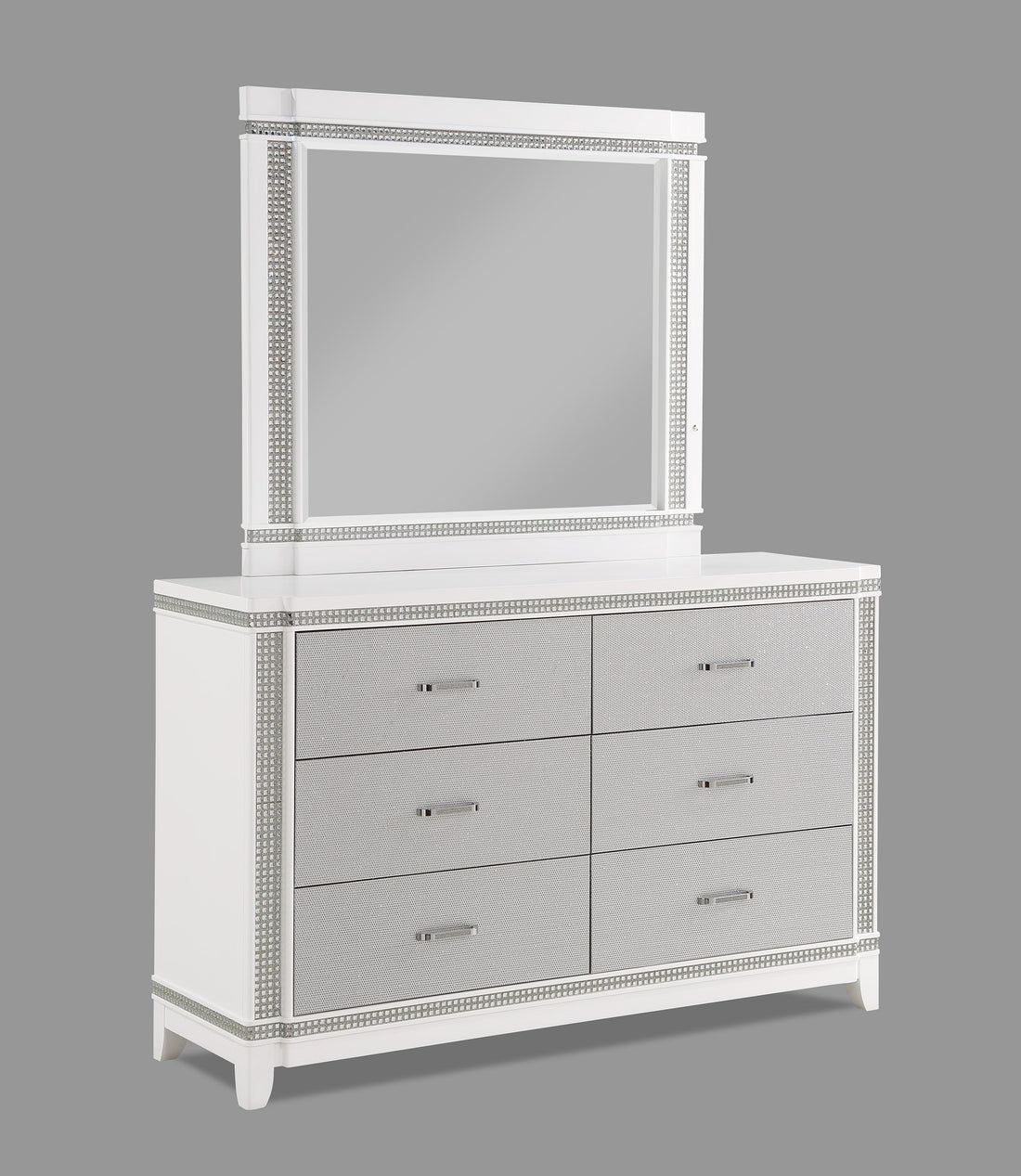 Ariane White/Silver Dresser - B1690-1 - Bien Home Furniture &amp; Electronics