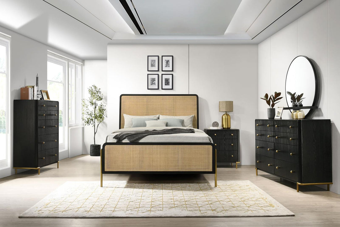 Arini 5-piece Queen Bedroom Set Black and Natural - 224330Q-S5 - Bien Home Furniture &amp; Electronics