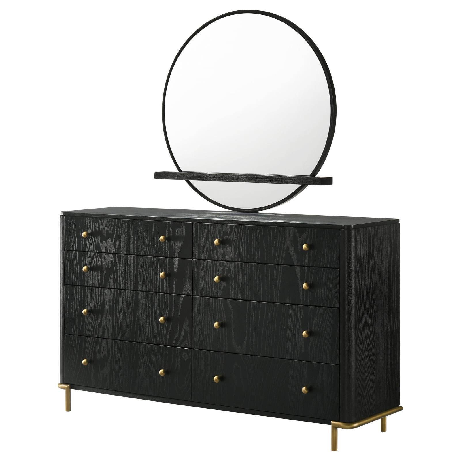 Arini 8-drawer Bedroom Dresser with Mirror Black - 224333M - Bien Home Furniture &amp; Electronics