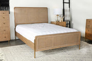 Arini Upholstered Eastern King Panel Bed Sand Wash/Natural Cane - 224300KE - Bien Home Furniture & Electronics