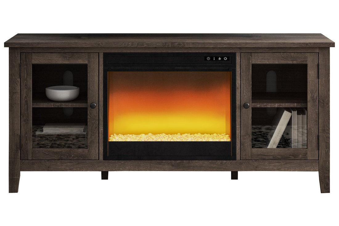 Arlenbry Gray 60&quot; TV Stand with Electric Fireplace - SET | W100-02 | W275-68 - Bien Home Furniture &amp; Electronics