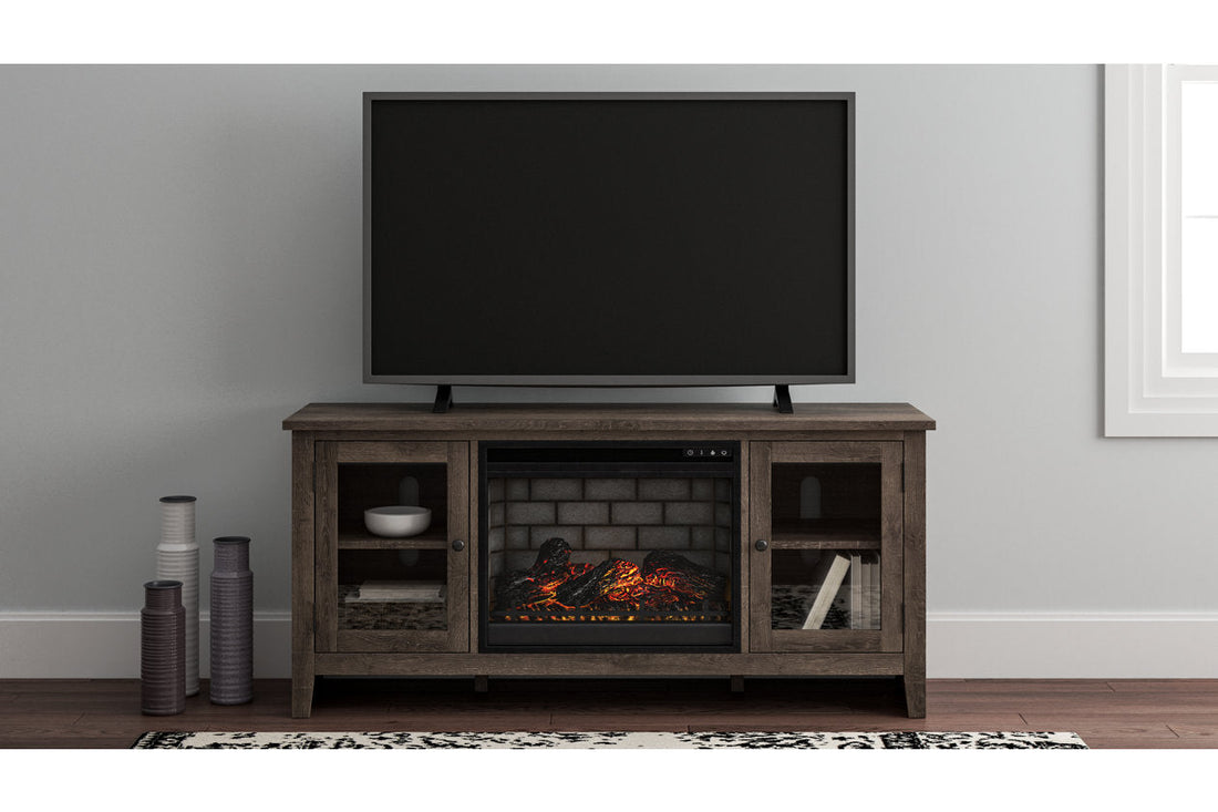 Arlenbry Gray 60&quot; TV Stand with Electric Fireplace - SET | W100-101 | W275-68 - Bien Home Furniture &amp; Electronics