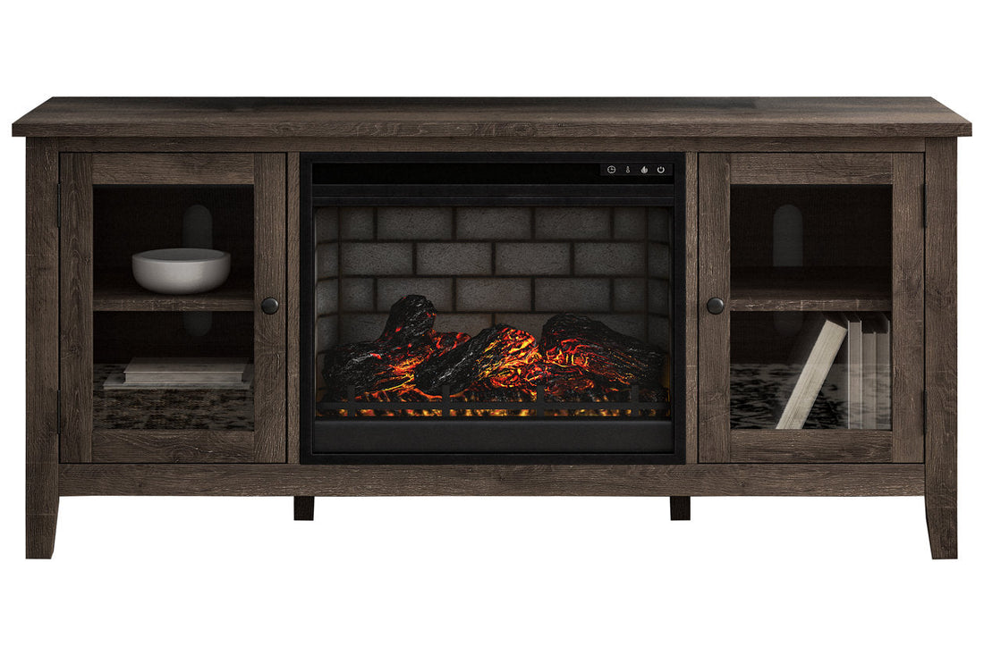 Arlenbry Gray 60&quot; TV Stand with Electric Fireplace - SET | W100-101 | W275-68 - Bien Home Furniture &amp; Electronics