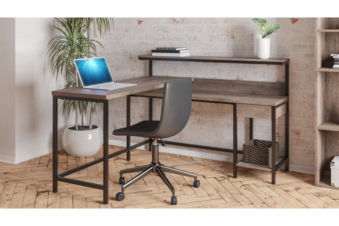 Arlenbry Gray Home Office L-Desk with Storage - H275-24 - Bien Home Furniture &amp; Electronics