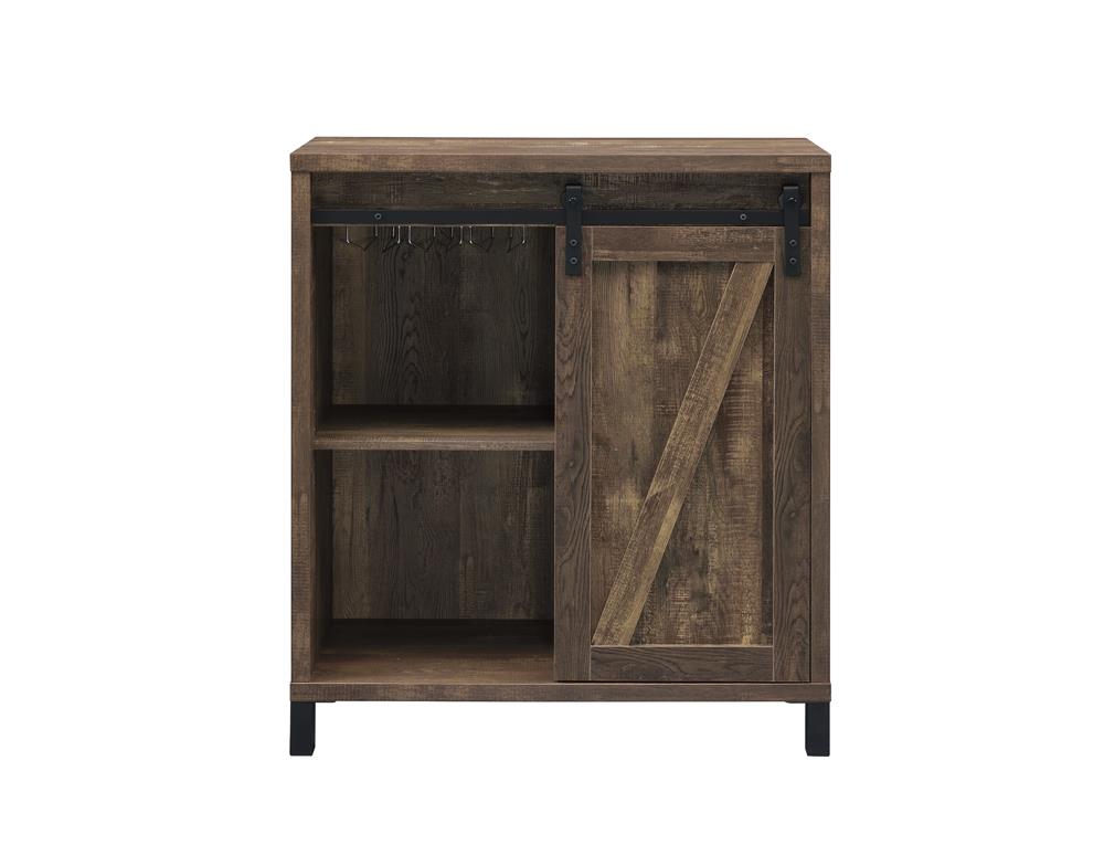 Arlington Rustic Oak Bar Cabinet with Sliding Door - 182852 - Bien Home Furniture &amp; Electronics