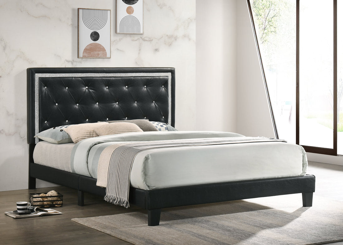Armada Black Full Platform Bed - HH900 - Black PU Full - Bien Home Furniture &amp; Electronics