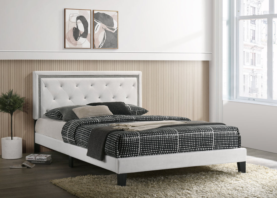 Armada White King Platform Bed - HH910 - White PU King - Bien Home Furniture &amp; Electronics