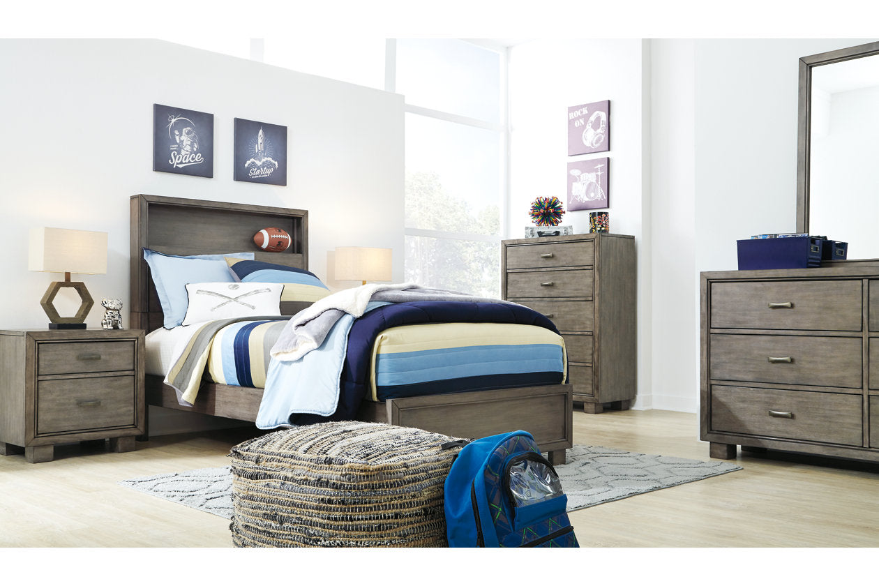 Arnett Gray Full Bookcase Bed - SET | B552-55 | B552-86 - Bien Home Furniture &amp; Electronics