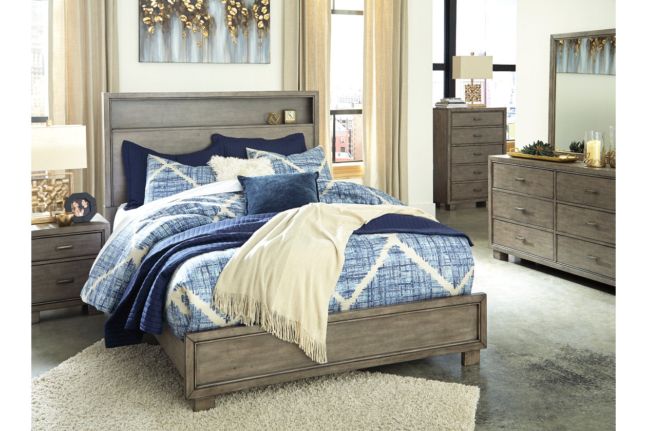 Arnett Gray King Bookcase Bed - SET | B552-82 | B552-97 - Bien Home Furniture &amp; Electronics