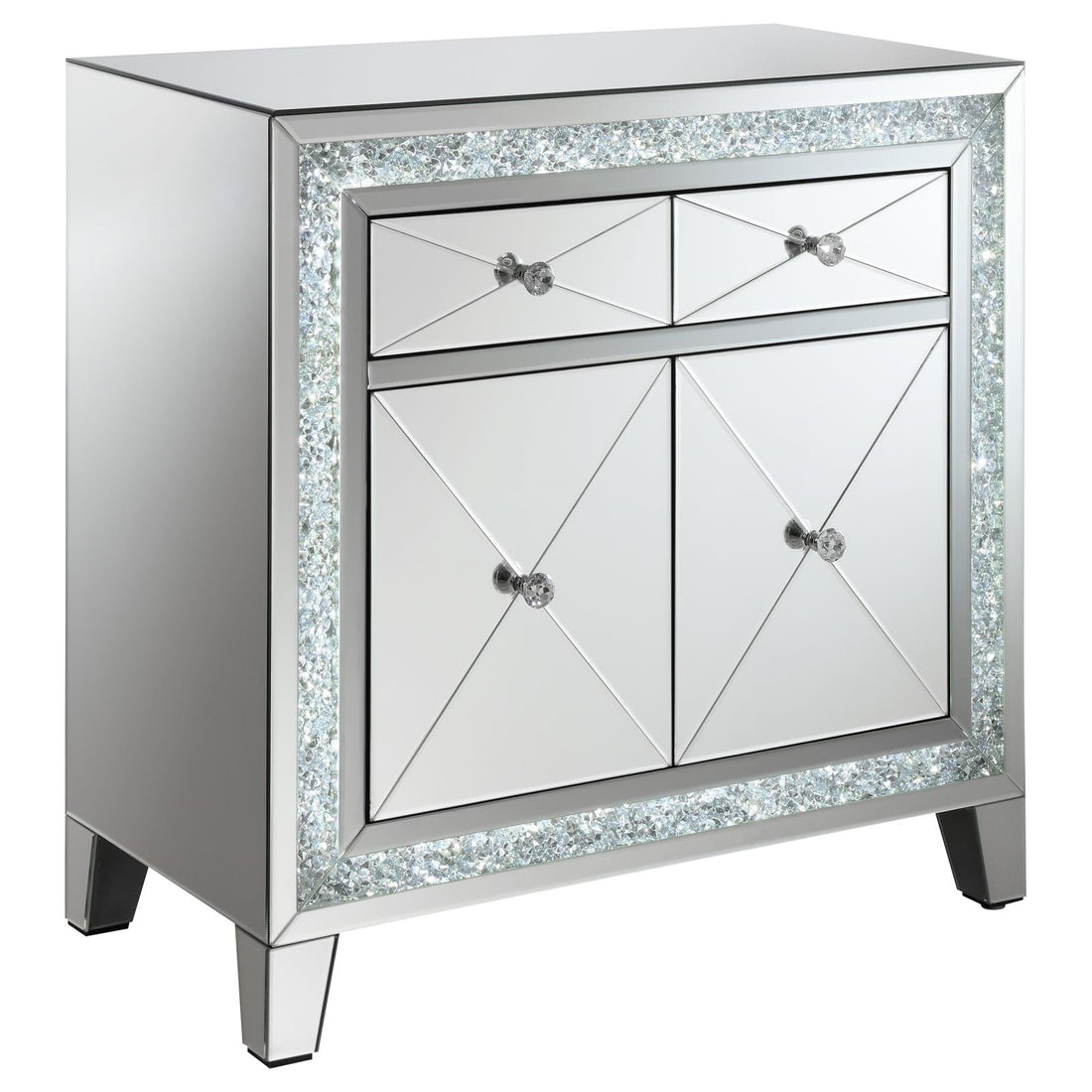 Arwen Clear Mirror 2-Drawer Accent Cabinet with LED Lighting - 959619 - Bien Home Furniture &amp; Electronics