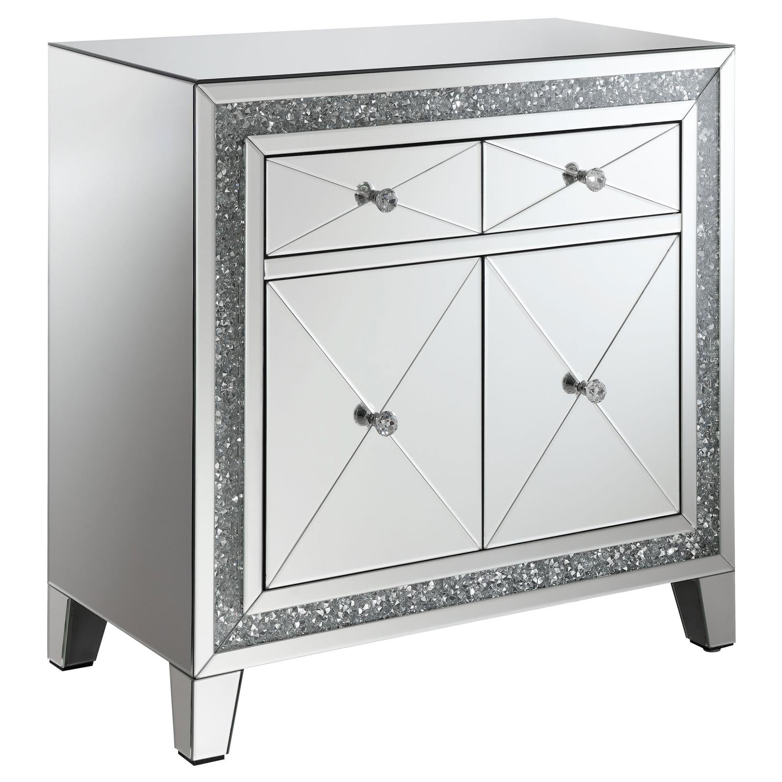 Arwen Clear Mirror 2-Drawer Accent Cabinet with LED Lighting - 959619 - Bien Home Furniture &amp; Electronics