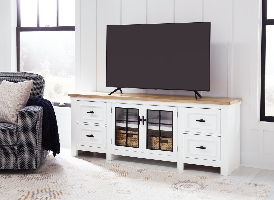 Ashbryn White/Natural 74&quot; TV Stand - W844-68 - Bien Home Furniture &amp; Electronics