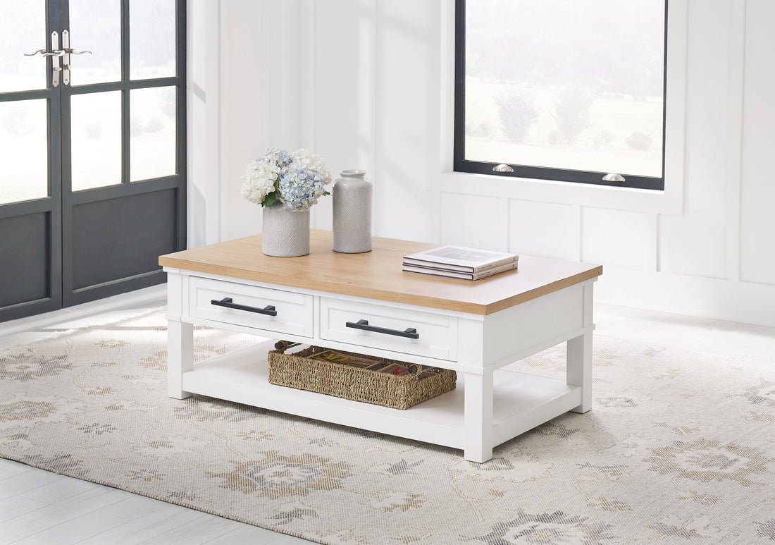 Ashbryn White/Natural Coffee Table - T844-1 - Bien Home Furniture &amp; Electronics
