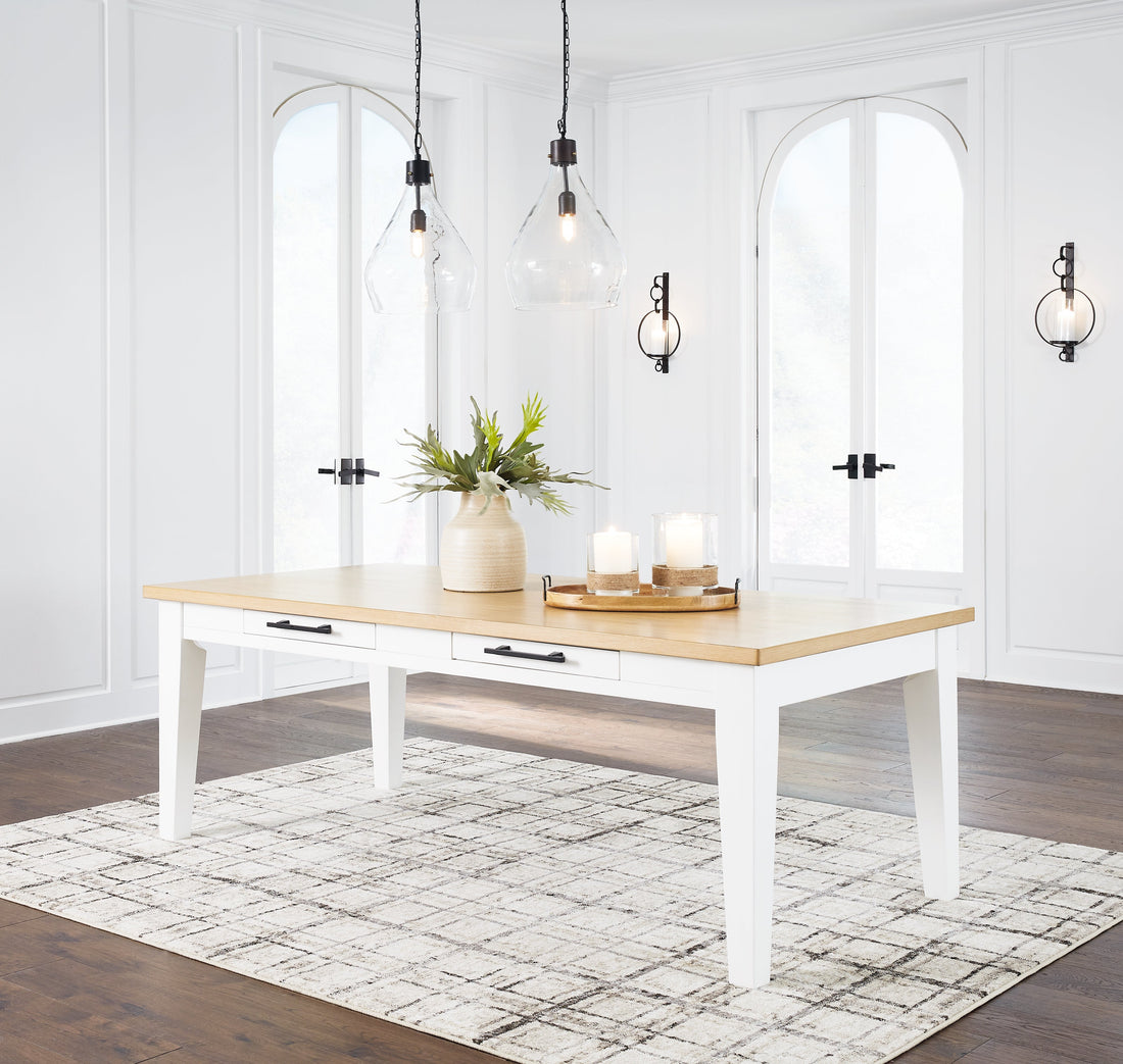 Ashbryn White/Natural Dining Table - D844-25 - Bien Home Furniture &amp; Electronics