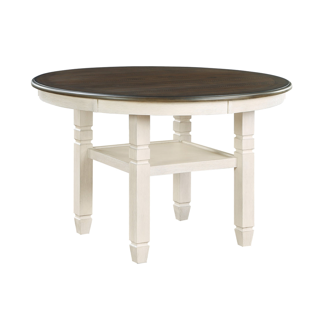 Asher Antique White/Brown Round Dining Table - 5800WH-48RD - Bien Home Furniture & Electronics