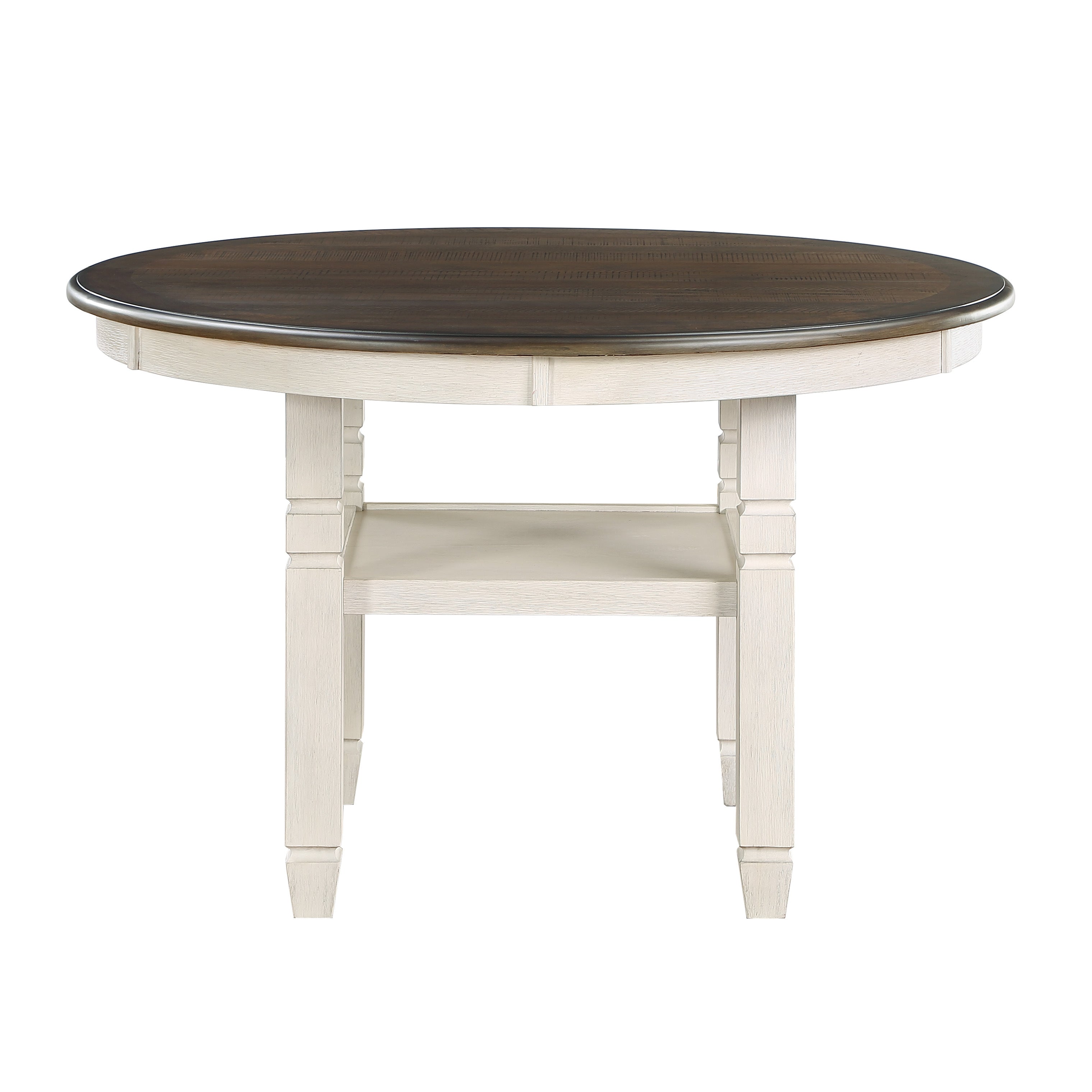 Asher Antique White/Brown Round Dining Table - 5800WH-48RD - Bien Home Furniture &amp; Electronics