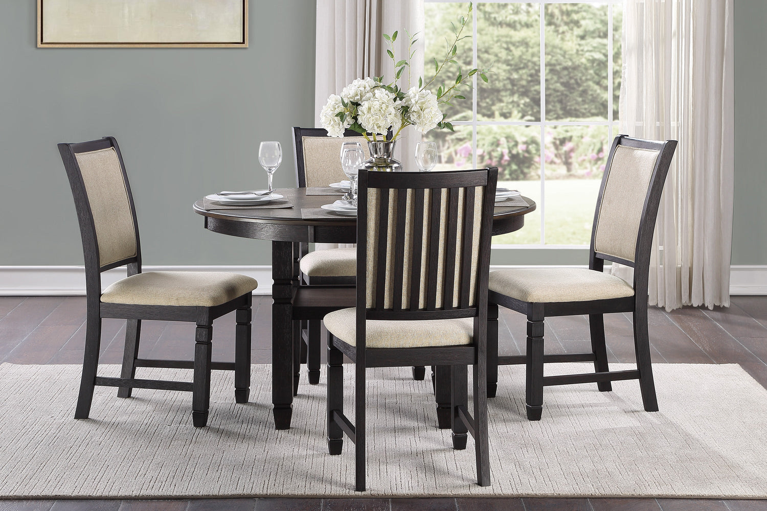 Asher Black/Brown Round Dining Table - 5800BK-48RD - Bien Home Furniture &amp; Electronics