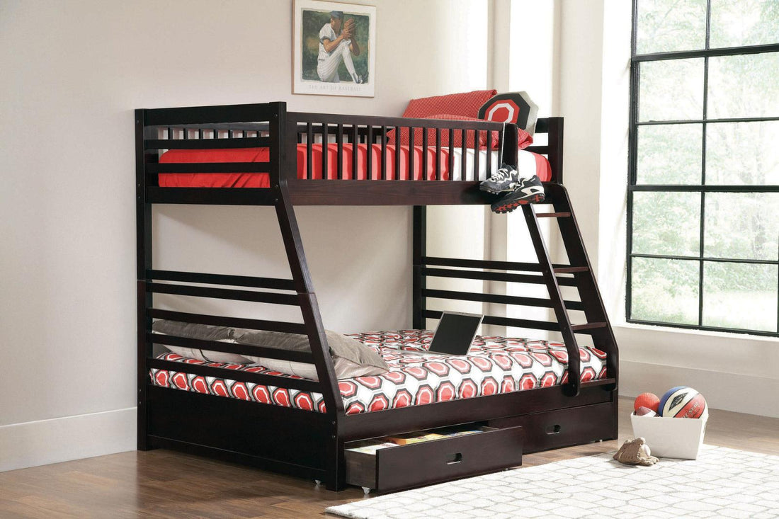 Ashton Cappuccino Twin over Full 2-Drawer Bunk Bed - 460184 - Bien Home Furniture & Electronics