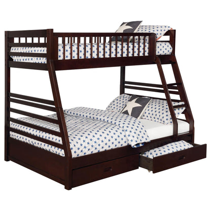 Ashton Cappuccino Twin over Full 2-Drawer Bunk Bed - 460184 - Bien Home Furniture &amp; Electronics