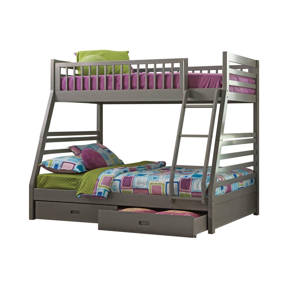 Ashton Gray Twin over Full 2-Drawer Bunk Bed - 460182 - Bien Home Furniture &amp; Electronics