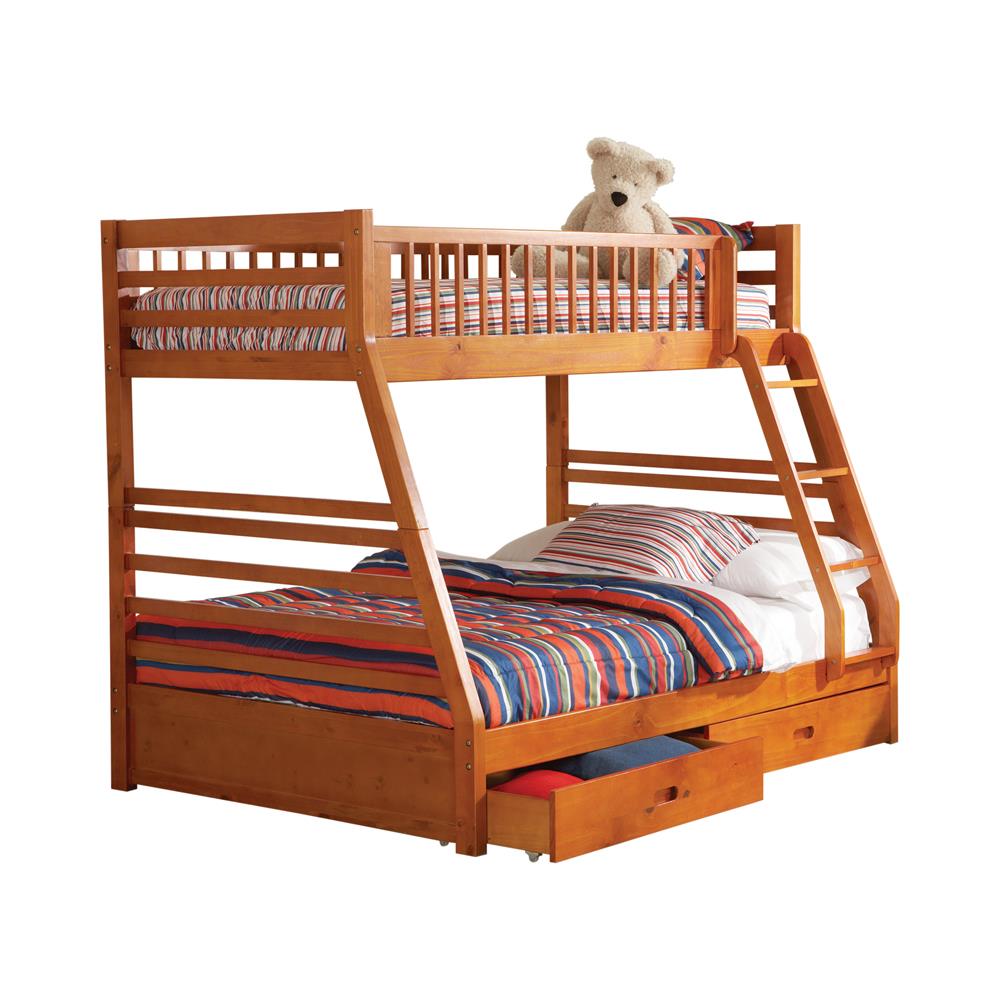 Ashton Honey Twin over Full 2-Drawer Bunk Bed - 460183 - Bien Home Furniture &amp; Electronics