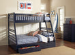 Ashton Navy Blue Twin over Full 2-Drawer Bunk Bed - 460181 - Bien Home Furniture & Electronics