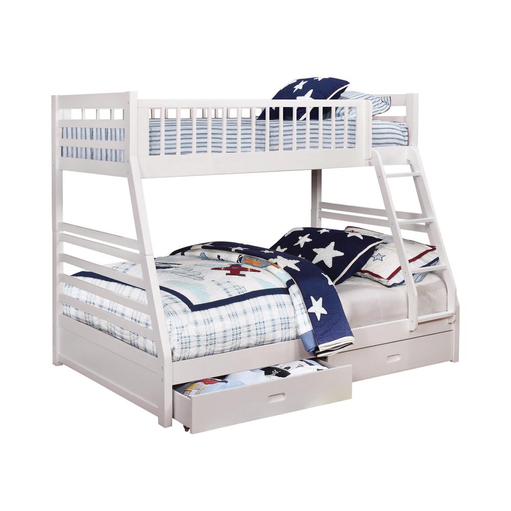 Ashton White Twin over Full 2-Drawer Bunk Bed - 460180 - Bien Home Furniture &amp; Electronics