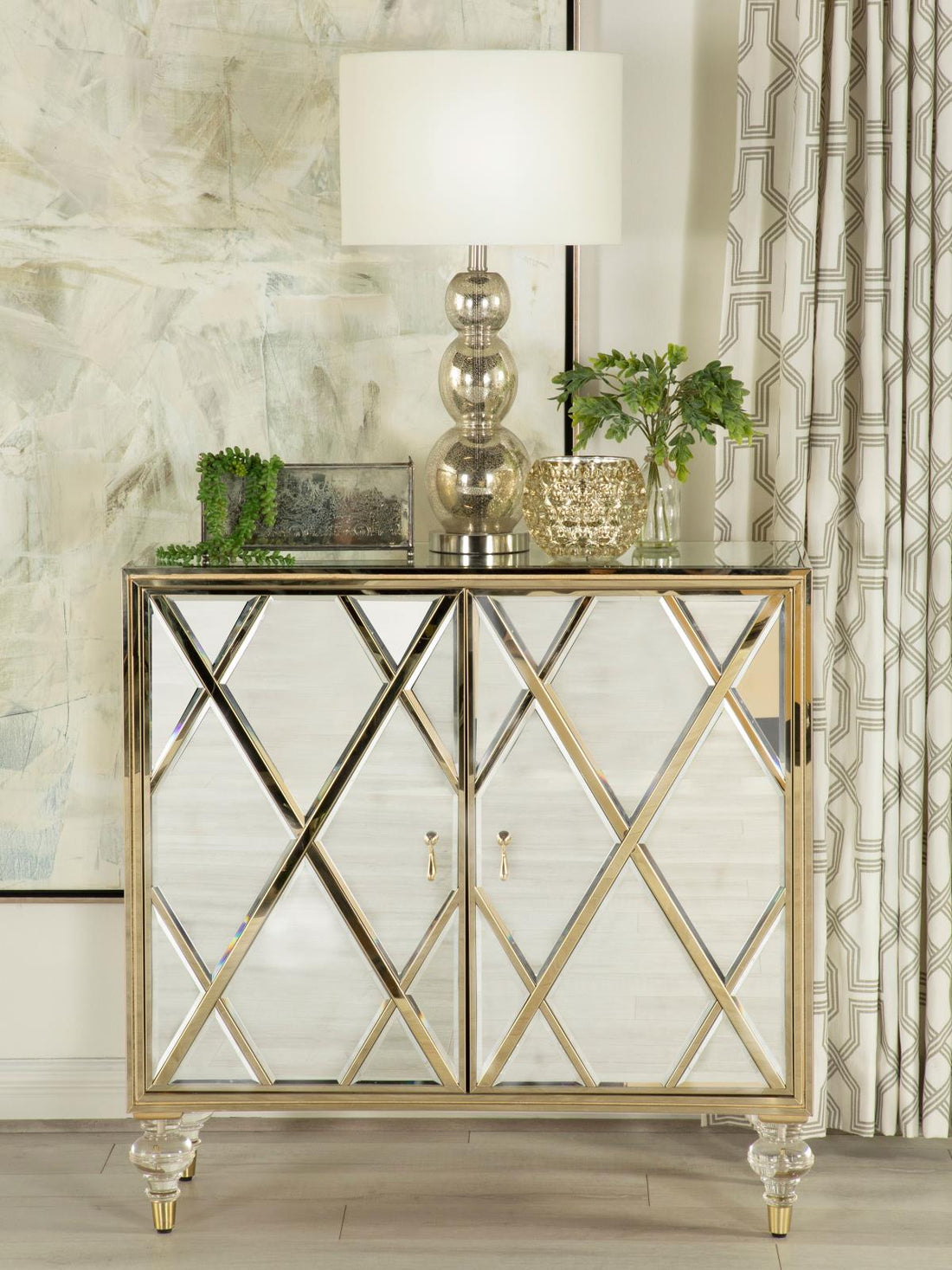 Astilbe Mirror/Champagne 2-Door Accent Cabinet - 951851 - Bien Home Furniture &amp; Electronics