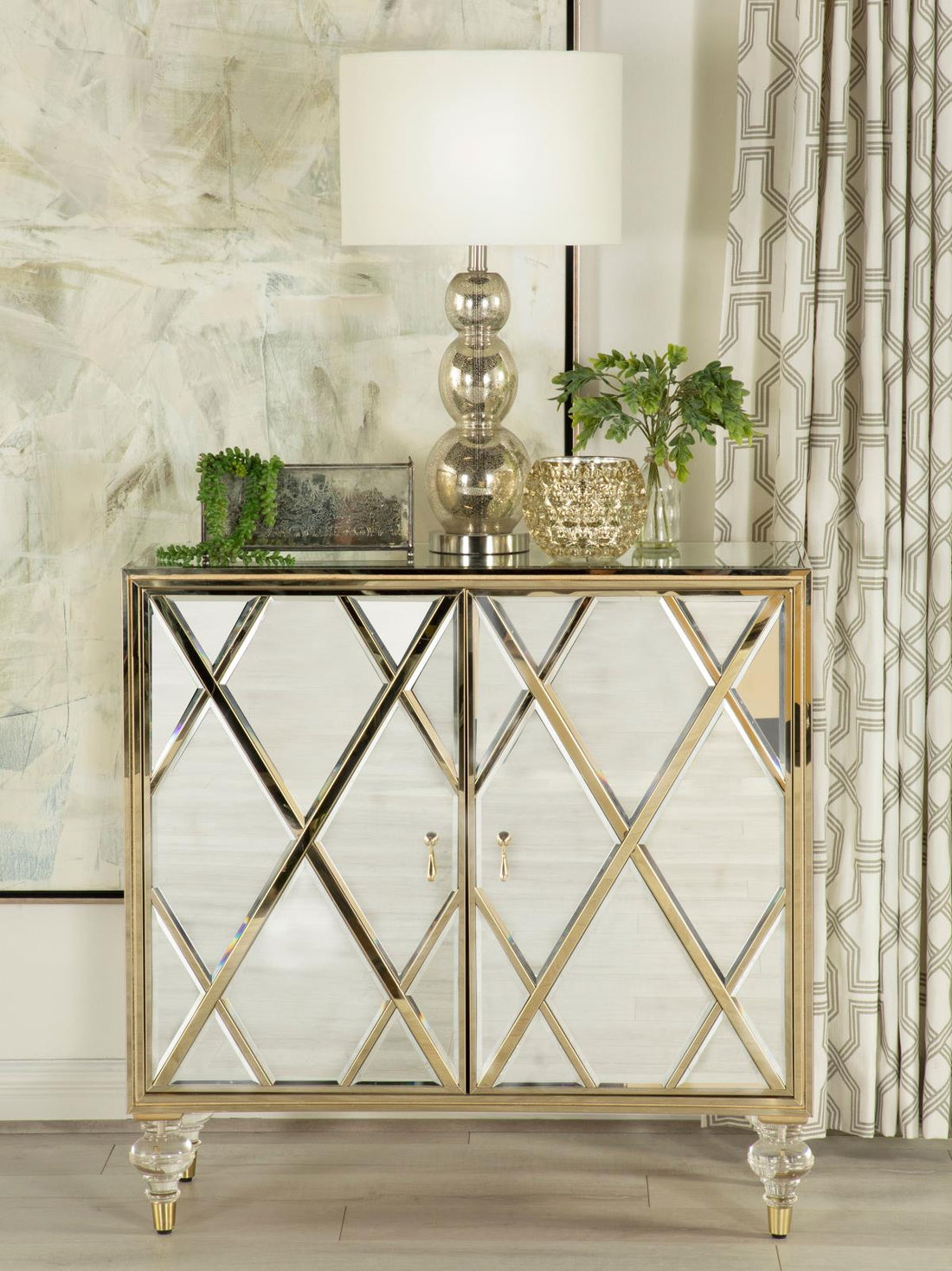 Astilbe Mirror/Champagne 2-Door Accent Cabinet - 951851 - Bien Home Furniture & Electronics