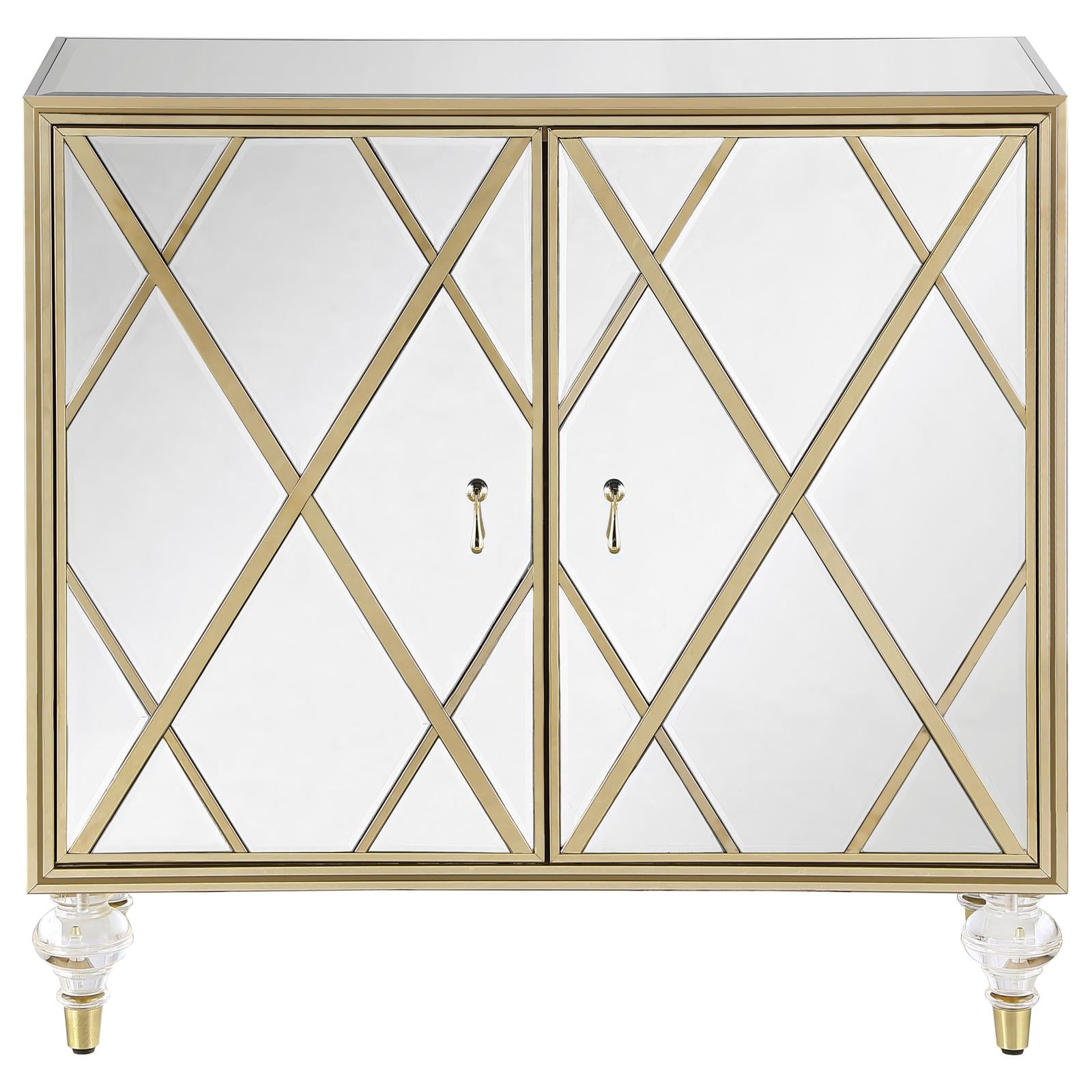 Astilbe Mirror/Champagne 2-Door Accent Cabinet - 951851 - Bien Home Furniture &amp; Electronics