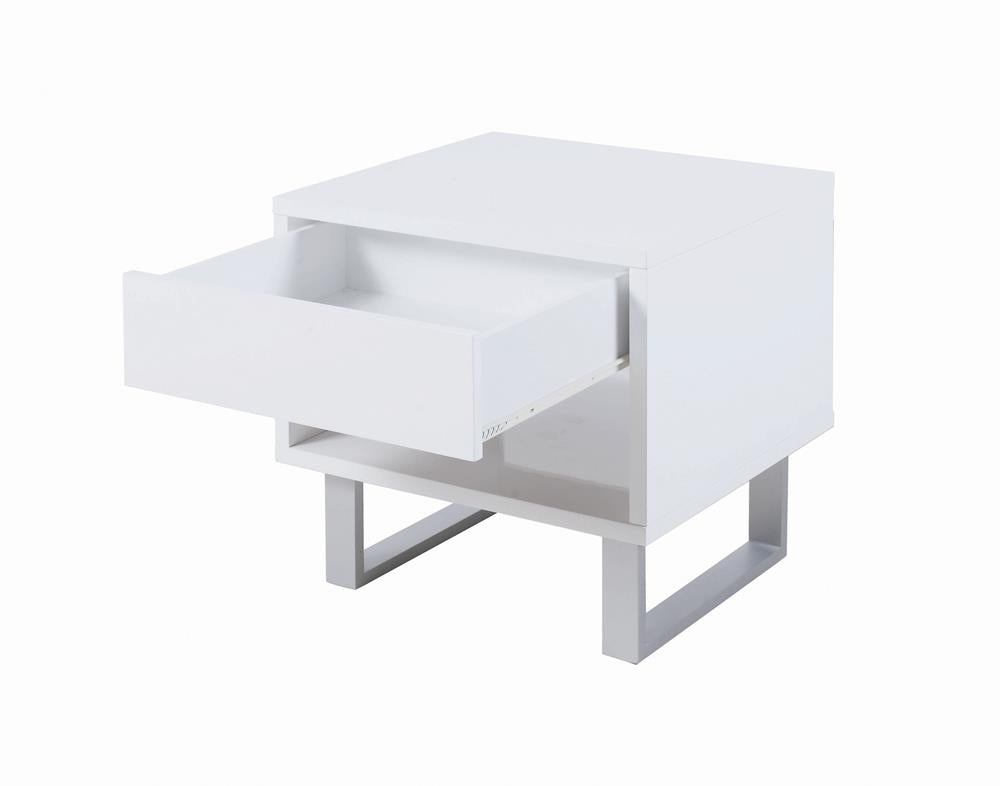 Atchsion 1-Drawer End Table High Glossy White - 705697 - Bien Home Furniture &amp; Electronics