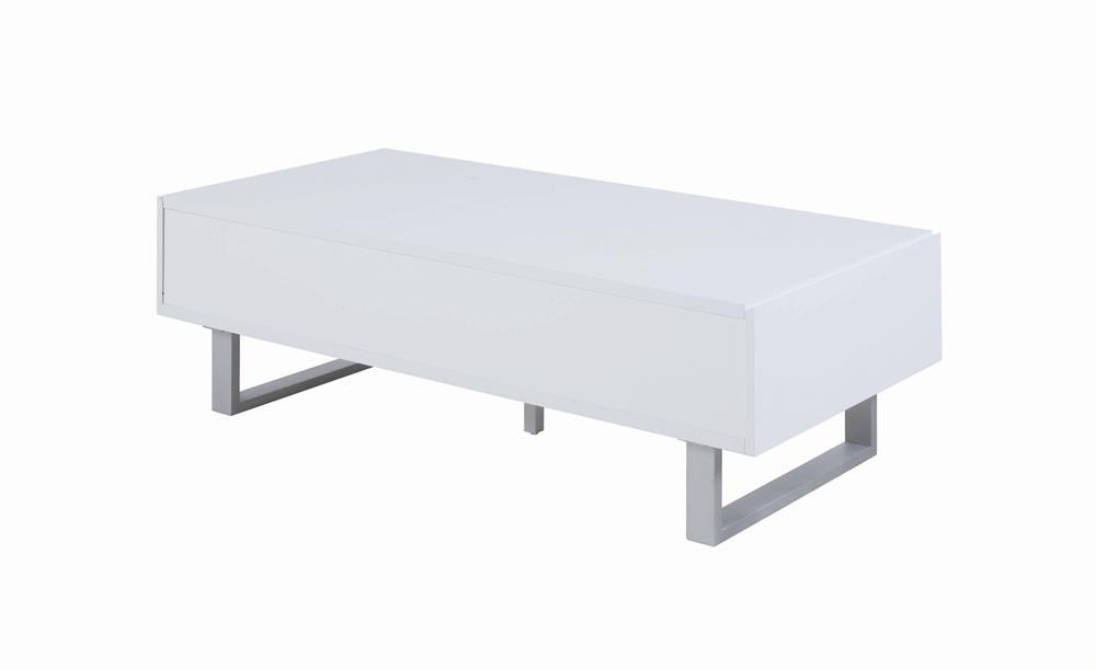 Atchsion High Glossy White 2-Drawer Coffee Table - 705698 - Bien Home Furniture &amp; Electronics