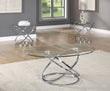 Aura Chrome 3-Piece Coffee Table Set - SET | 3274-BASE | 3274-GL - Bien Home Furniture & Electronics