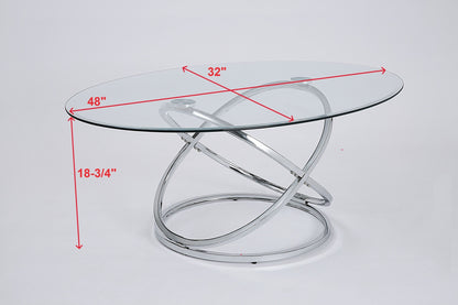 Aura Chrome 3-Piece Coffee Table Set - SET | 3274-BASE | 3274-GL - Bien Home Furniture &amp; Electronics