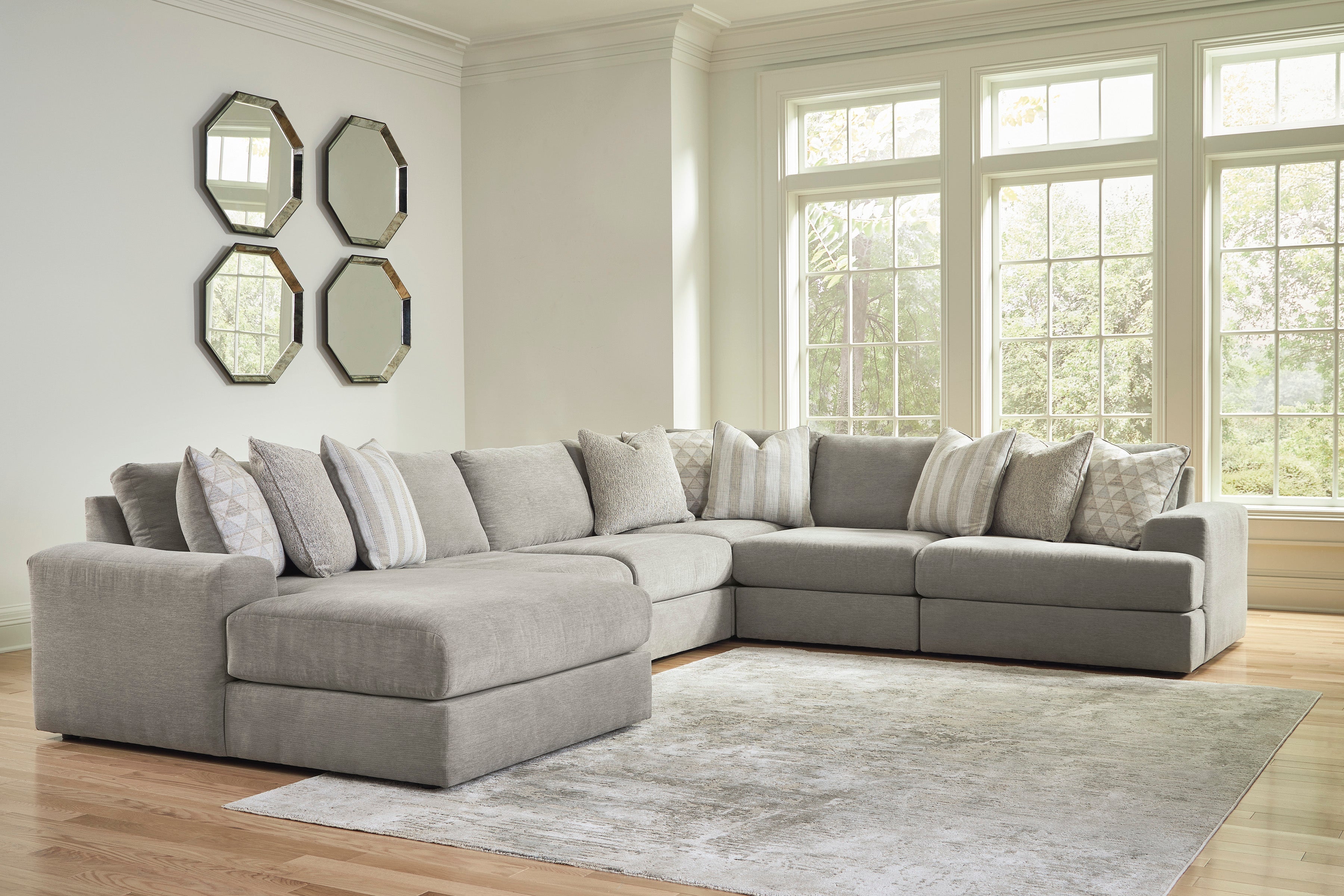 Avaliyah Ash 6-Piece LAF Chaise Sectional - SET | 5810316 | 5810346 | 5810346 | 5810346 | 5810377 | 5810365 - Bien Home Furniture &amp; Electronics