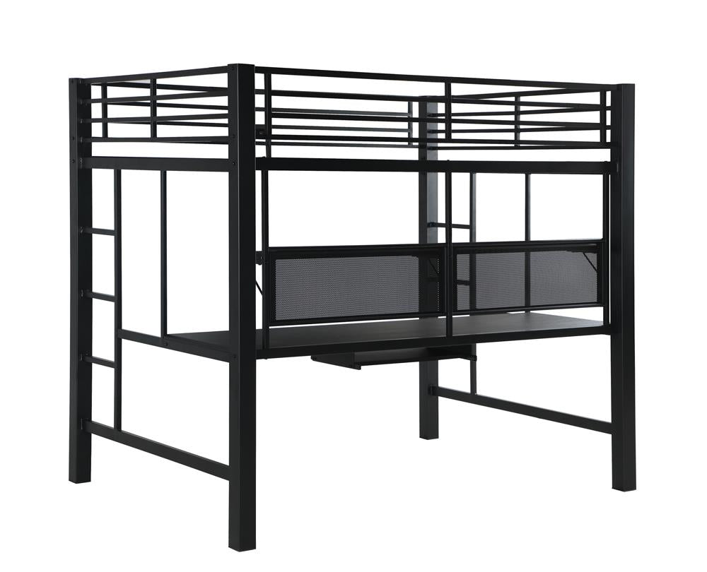 Avalon Full Workstation Loft Bed Black - 460023 - Bien Home Furniture &amp; Electronics