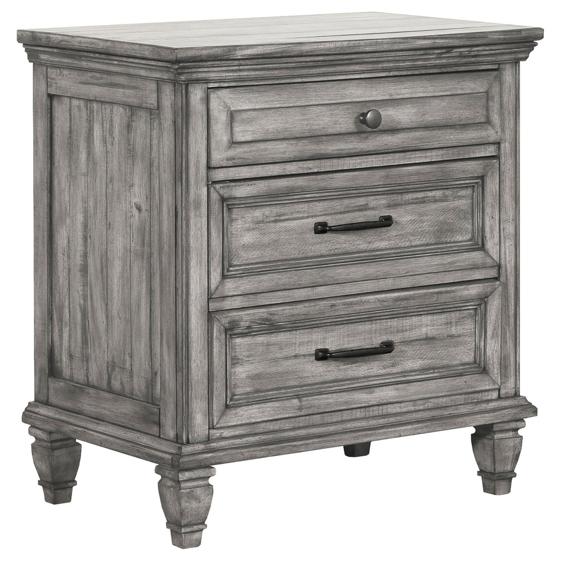 Avenue 3-Drawer Rectangular Nightstand with Dual USB Ports Gray - 224032 - Bien Home Furniture &amp; Electronics