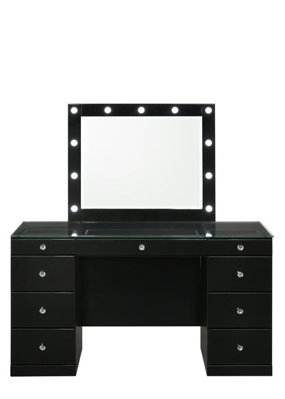 Avery Black Makeup Vanity Set with Lighted Mirror - SET | B4850BK-91-TOP | B4850BK-91-BASE | B4850BK-91-11 - Bien Home Furniture &amp; Electronics