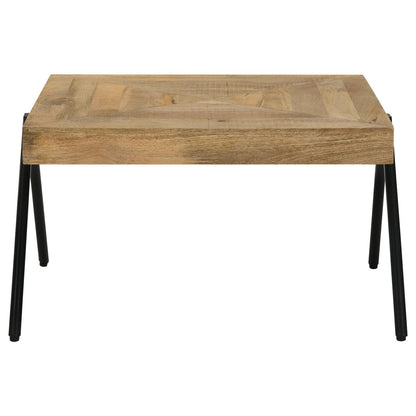 Avery Natural/Black Rectangular Coffee Table with Metal Legs - 724318 - Bien Home Furniture &amp; Electronics