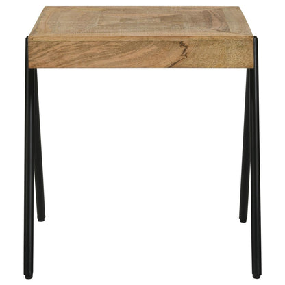 Avery Square End Table with Metal Legs Natural/Black - 724317 - Bien Home Furniture &amp; Electronics