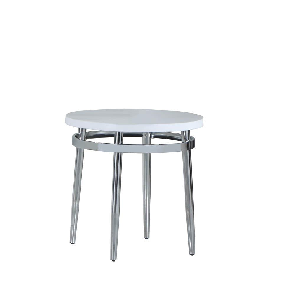 Avilla Round End Table White/Chrome - 722967 - Bien Home Furniture &amp; Electronics