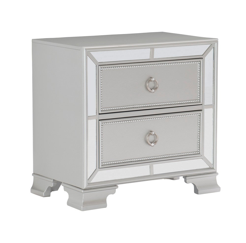 Avondale Silver Mirrored Nightstand - 1646-4 - Bien Home Furniture &amp; Electronics