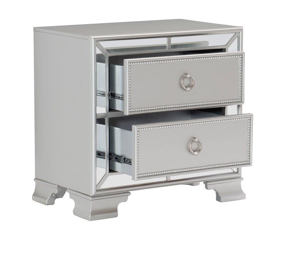 Avondale Silver Mirrored Nightstand - 1646-4 - Bien Home Furniture &amp; Electronics