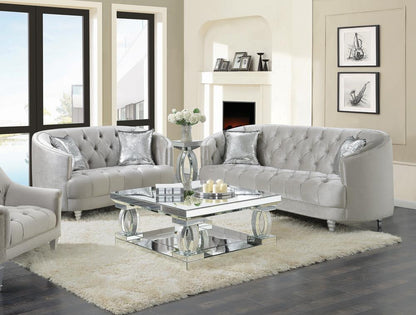 Avonlea Sloped Arm Tufted Loveseat Gray - 508462 - Bien Home Furniture &amp; Electronics
