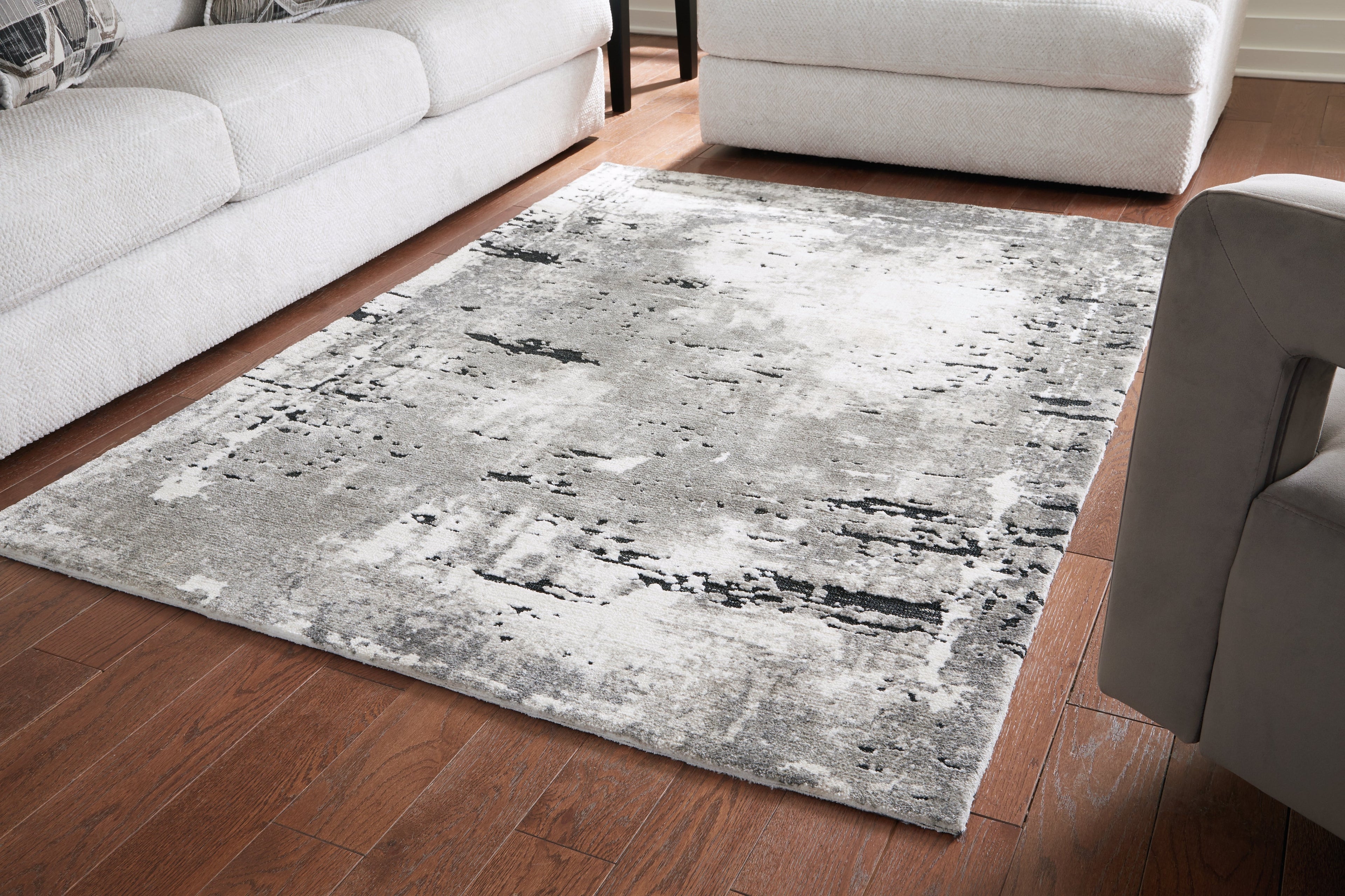 Aworley Gray/White Large Rug - R406161 - Bien Home Furniture &amp; Electronics