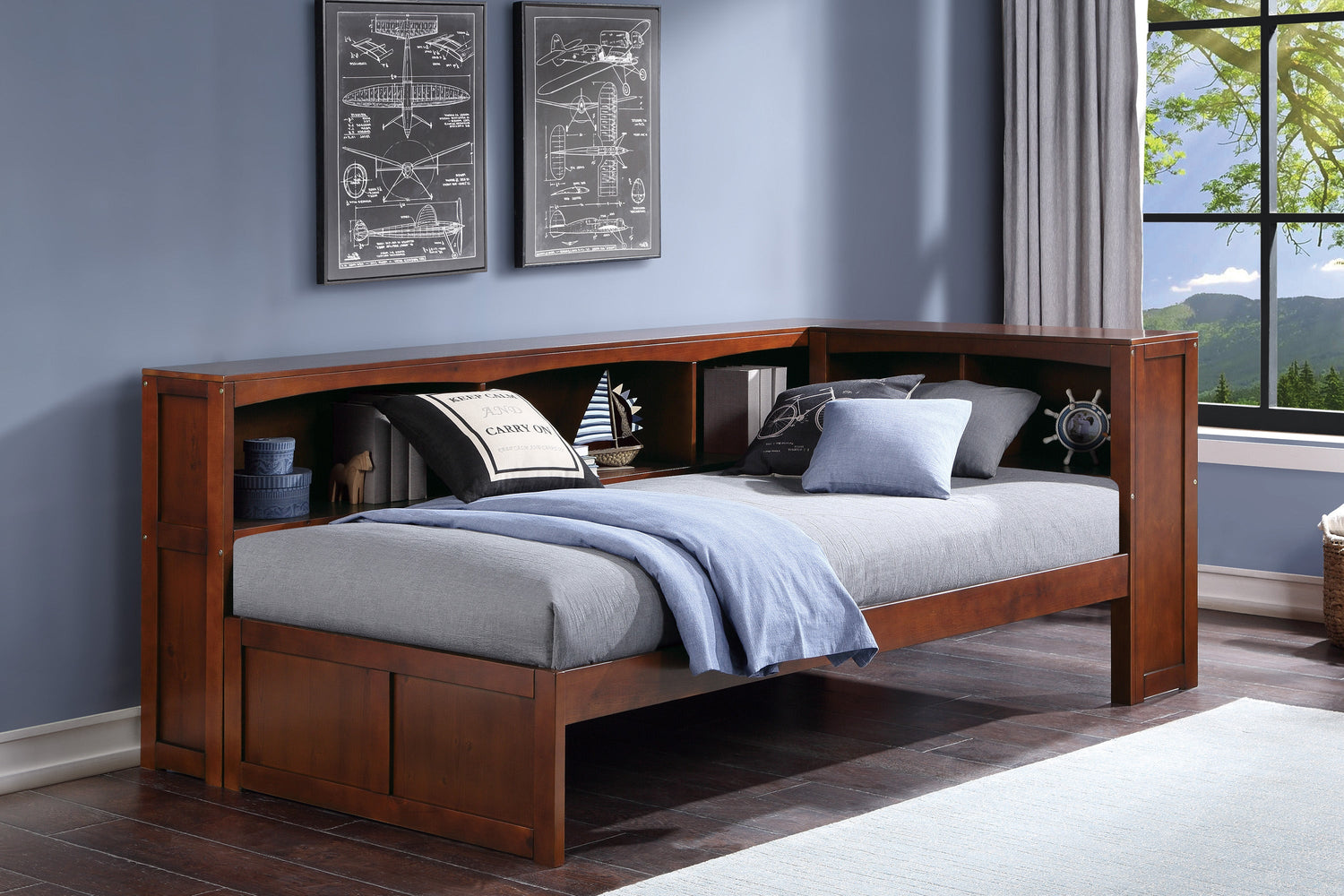 B2013BCDC-1BC* (3) Twin Bookcase Corner Bed - B2013BCDC-1BC* - Bien Home Furniture &amp; Electronics