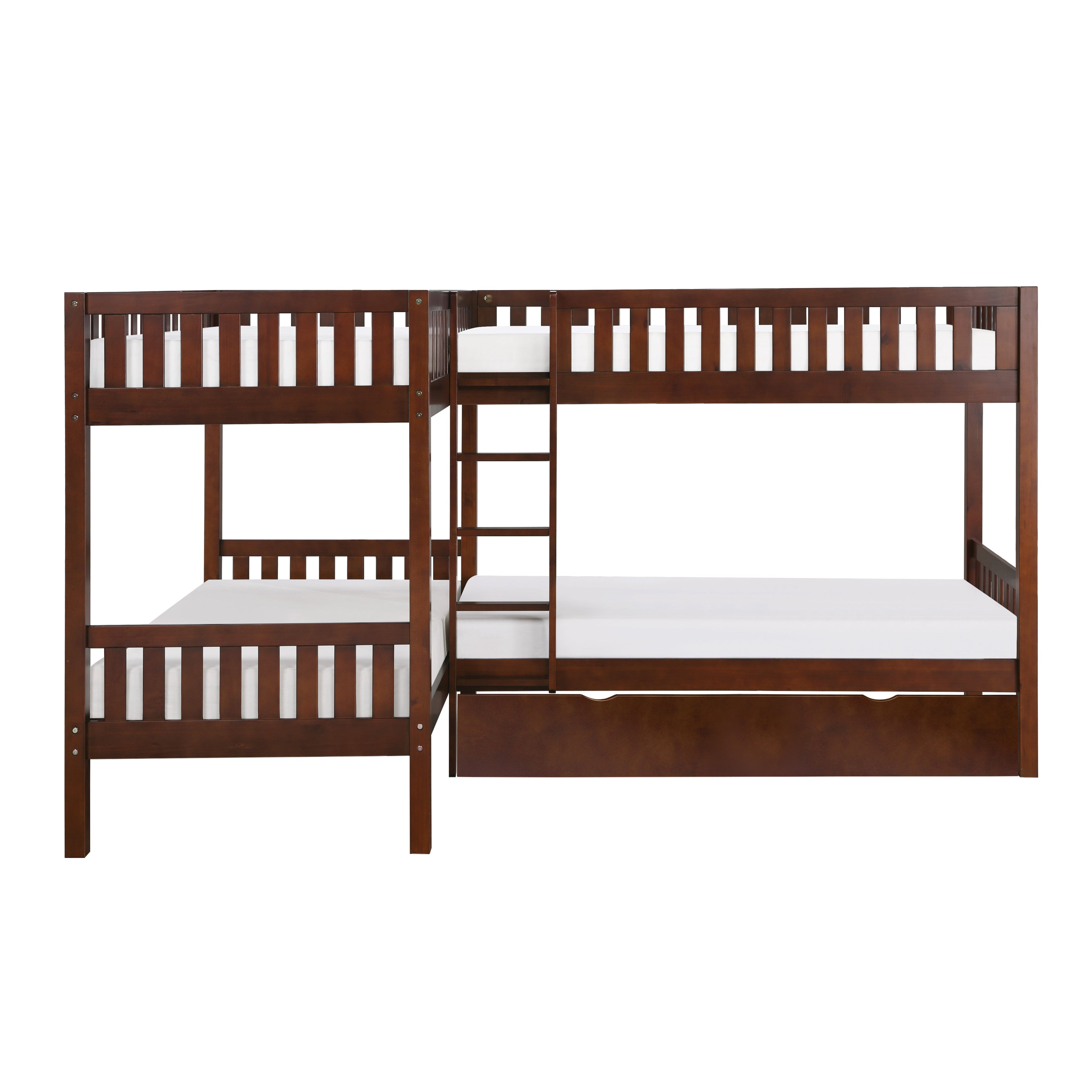 B2013CNDC-1R* (4) Corner Bunk Bed with Twin Trundle - B2013CNDC-1R* - Bien Home Furniture &amp; Electronics