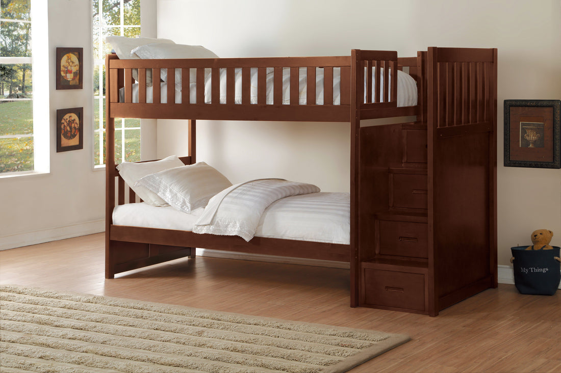 B2013SBDC-1* (4) Twin/Twin Step Bunk Bed - B2013SBDC-1* - Bien Home Furniture &amp; Electronics