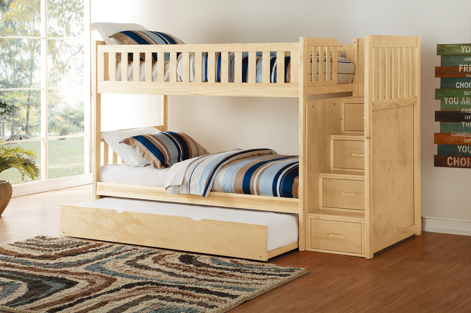 B2043SB-1*R (5) Twin/Twin Step Bunk Bed with Twin Trundle - B2043SB-1*R - Bien Home Furniture &amp; Electronics