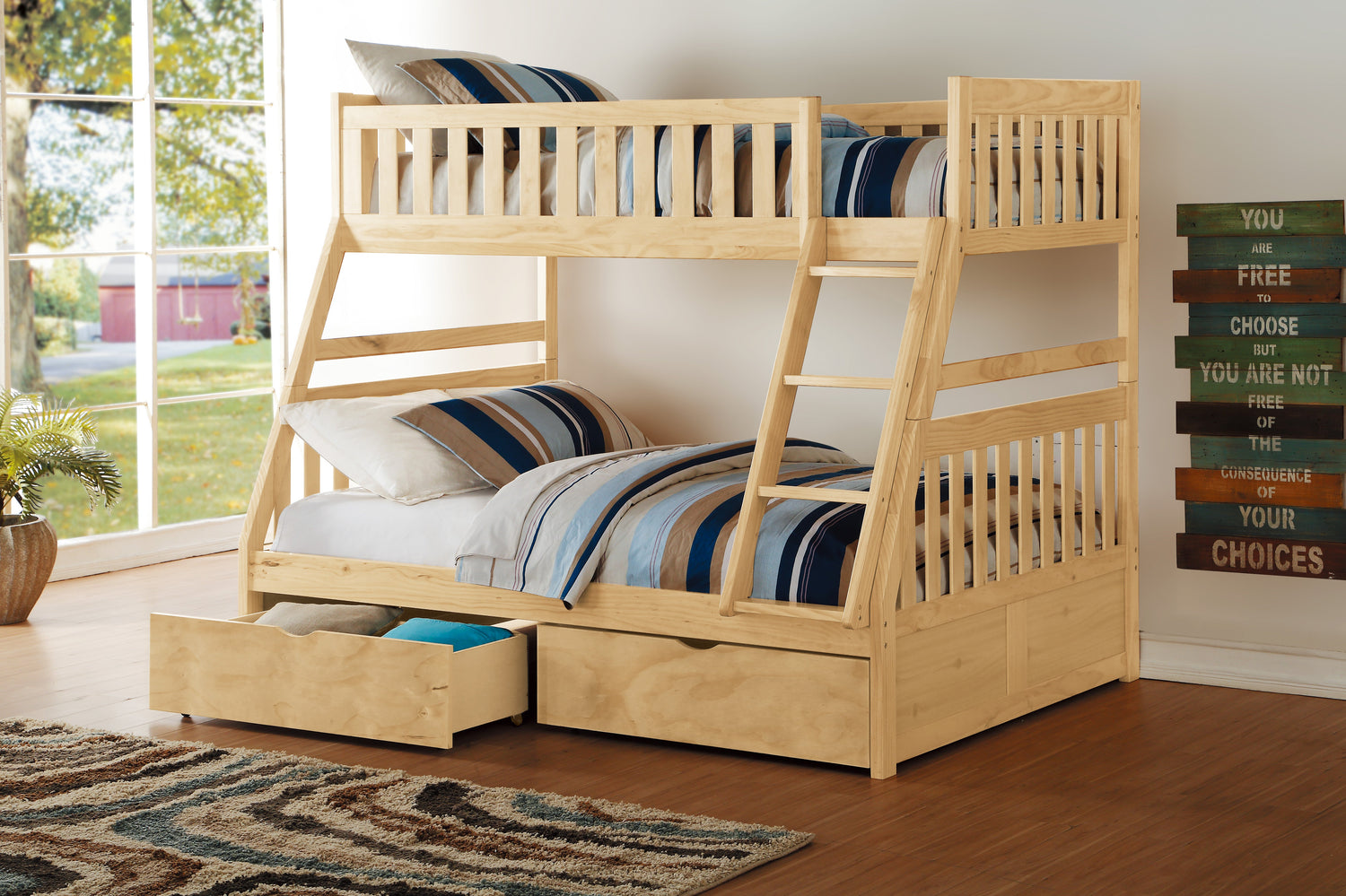 B2043TF-1*T (4) Twin/Full Bunk Bed with Storage Boxes - B2043TF-1*T - Bien Home Furniture &amp; Electronics